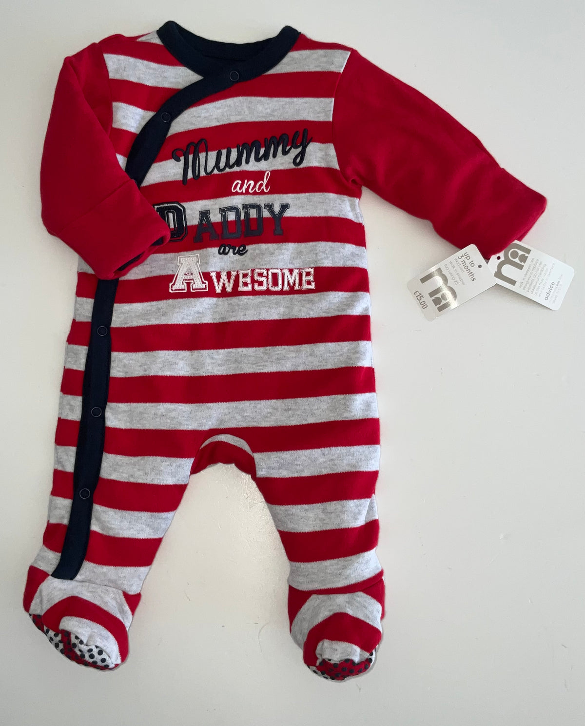 Mothercare Wadded Sleepsuit, BNWT, Boys 0-3 Months